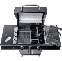 Barbecue à gaz ouvert avec grille, support de maintien au chaud et brûleur latéral