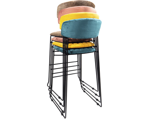 Pile de plusieurs tabourets de bar avec cadre en métal et revêtement en tissu