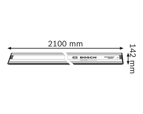 Rail de guidage Bosch avec des dimensions de 2100 mm de long et 142 mm de large
