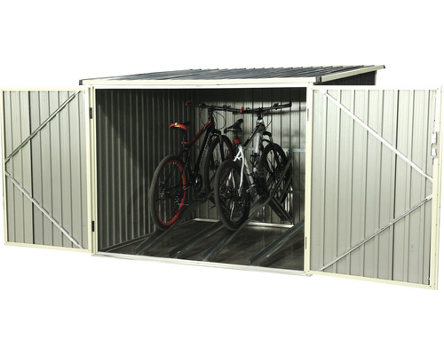 Fahrradgarage aus Metall mit zwei Fahrrädern