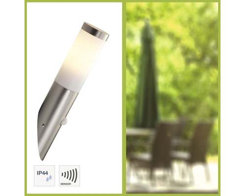 Edelstahl Aussenleuchte mit Sensor und IP44 Schutzart