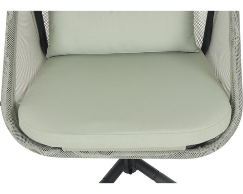 Detailaufnahme eines Sessels mit Sitzkissen und Rückenlehne