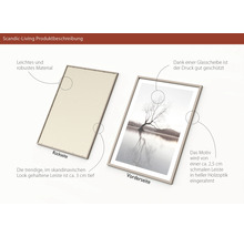 Bilderrahmen mit Glasabdeckung und Holzrahmen, Vorder- und Rückansicht