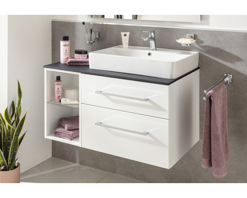 Badezimmer Waschtisch mit zwei Schubladen, Ablagefach und Aufsatzwaschbecken