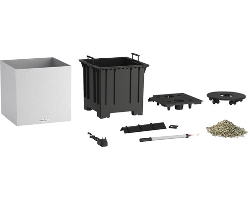 Ensemble complet de bac à fleurs avec bac intérieur, kit d''arrosage, indicateur de niveau d''eau et billes d''argile