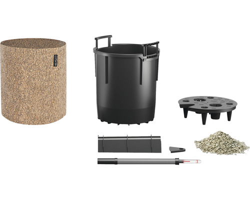 Jardin d''herbes aromatiques complet avec bac à fleurs, pot intérieur, substrat d''irrigation, indicateur de niveau d''eau et étiquettes pour plantes