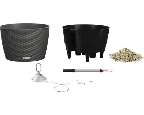 Blumenkasten mit Bewässerungssystem, Wasserstandsanzeige und Zubehör