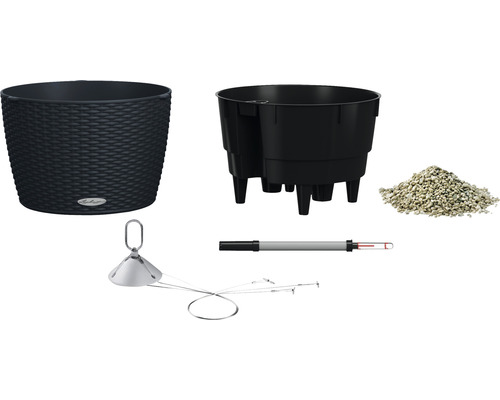 Pot de fleurs avec système d''irrigation, indicateur de niveau d''eau et billes d''argile