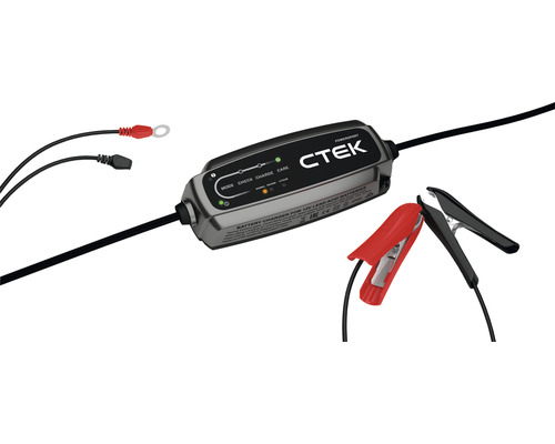 Chargeur de batterie CTEK pour batteries plomb-acide 12 volts avec pinces et cosses