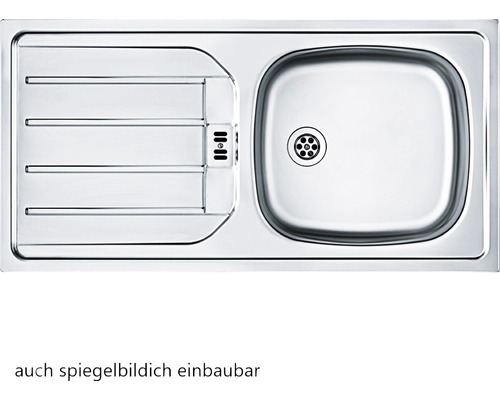 Spüle aus Edelstahl mit Abtropffläche