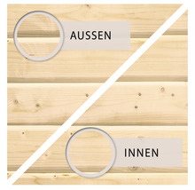 Aussen- und Innenansicht einer Holzwand