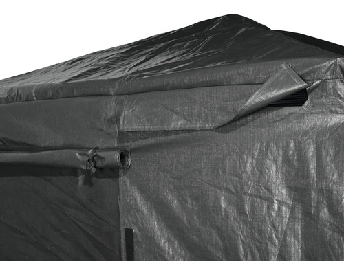 Vue détaillée d''une tente de réception avec paroi latérale enroulable