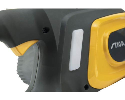 Vue détaillée d''un taille-haie avec le logo STIGA