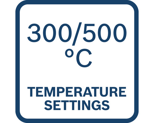 Symbol für Temperatureinstellungen von 300 bis 500 Grad Celsius