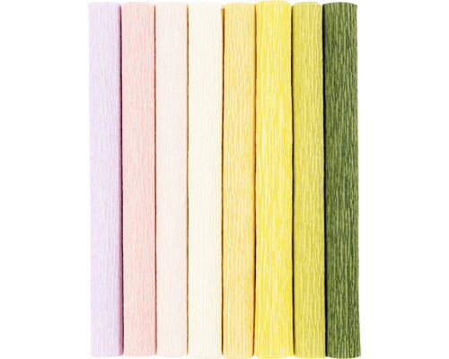 Papier crépon couleurs pastel clair 25x60 cm, 8 feuilles