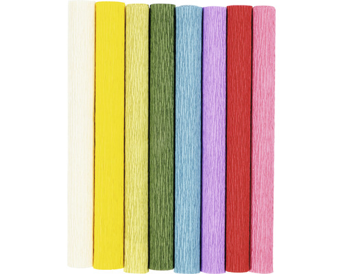 Papier crépon coloris standard 25x60 cm, 8 feuilles