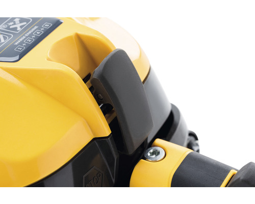 Gros plan d''un appareil jaune avec un levier noir