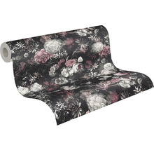 Rolle dunkler Tapete mit Blumenmuster