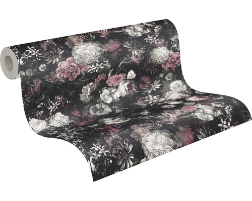 Rolle dunkler Tapete mit Blumenmuster