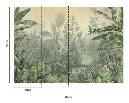 Fototapete mit Dschungelmotiv, 400 cm breit und 280 cm hoch