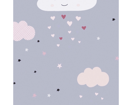 Illustration mit Wolken, Herzen und Sternen