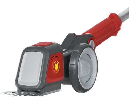 Akkubetriebene Grasschere mit Rädern und Teleskopstiel