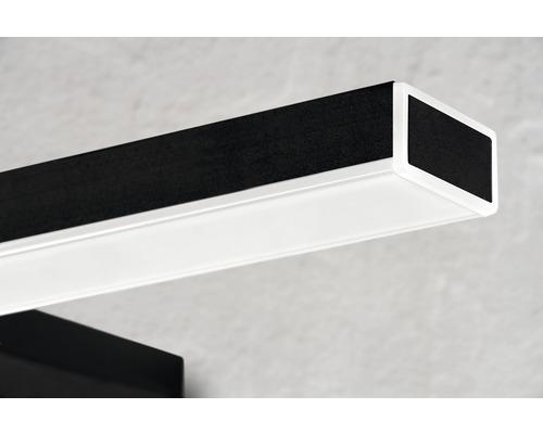 Rechteckige LED-Wandleuchte in Holzoptik und weißem Gehäuse