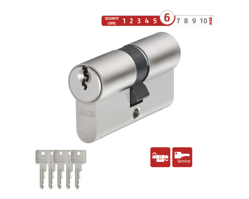 ABUS Zylinder mit sechs Sicherheitsstufen und vier Schlüsseln