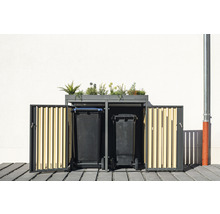 Cache-poubelle WESTMANN avec deux jardinières 134 x 84 x 125 cm argent aspect bois-thumb-4