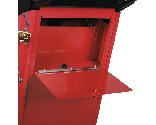 Detailansicht eines Montiergeräts mit offenem Fach