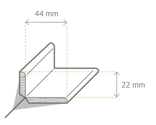 Profil dimensionnel de 44 mm de large et 22 mm de haut