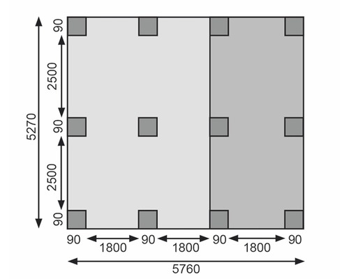 Grundriss mit Maßangaben für ein Bauprojekt