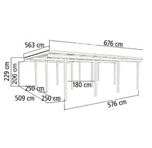 Diagramm einer Holzkonstruktion mit Maßangaben