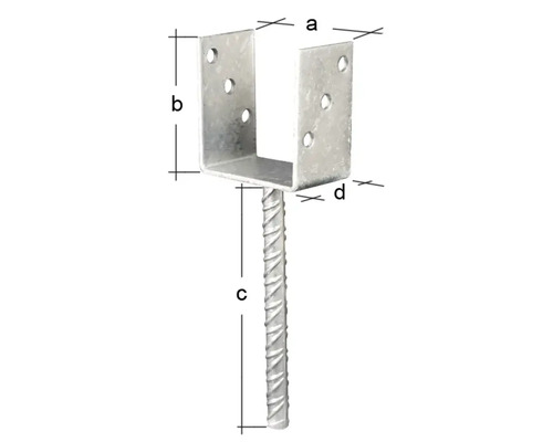 Support de poteau à bétonner avec indications de dimension