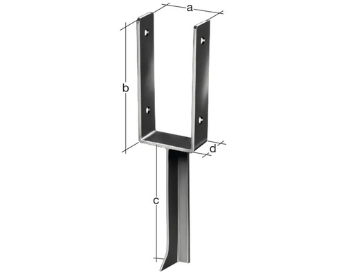 Pfostenträger mit Maßangaben