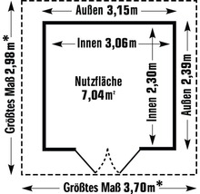 Gartenhaus Grosfillex Deco H7,5 Sherwood 370 x 298 cm holzoptik