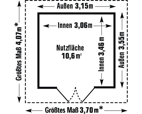 Grundriss mit Aussen- und Innenmassen sowie Nutzfläche
