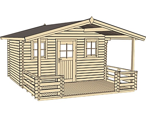 Maison de jardin en bois avec porche couvert et fenêtres