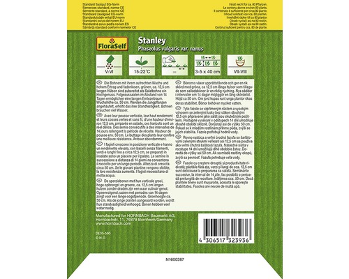Samenpackung für Stanley Gartenbohnen der Sorte Phaseolus vulgaris var. nanus von FloraSelf