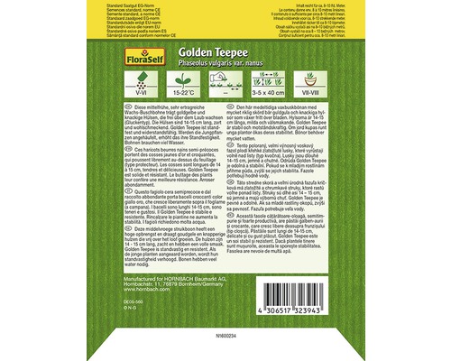 Sachet de graines de haricots nains Golden Teepee de la marque FloraSelf