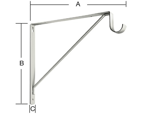 Support de tringle à rideaux avec indications de dimension