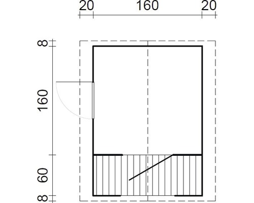 Plan d''un abri de jardin avec porte et escalier