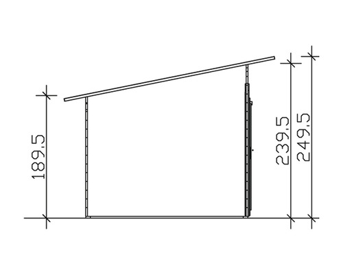 Technische Zeichnung eines Gerätehauses mit Größenangaben