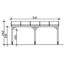 Carport simple SKAN HOLZ Vogtland avec ancrages pour poteaux 300x541 cm chêne clair