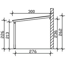 Carport simple SKAN HOLZ Vogtland avec ancrages pour poteaux 300x541 cm chêne clair