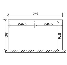 Carport simple SKAN HOLZ Vogtland avec ancrages pour poteaux 300x541 cm chêne clair