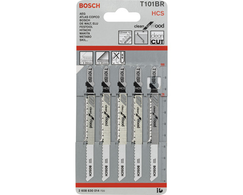Bosch Stichsägeblätter T101BR HCS im 5er-Pack für saubere Holzschnitte
