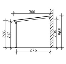 Carport simple SKAN HOLZ Vogtland avec ancrages pour poteaux 300x541 cm noyer