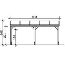 Carport simple SKAN HOLZ Vogtland avec ancrages pour poteaux 300x541 cm noyer