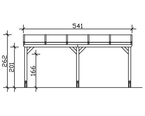 Dessin technique d''une terrasse en bois avec indications de dimensions.